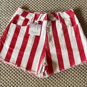 Boutique Red & White Striped Shorts